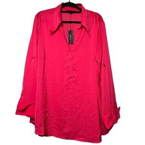 2/$30 Alison Dominy Pink Popover Shirt Blouse Tunic Size 20 Loose Fit Office NWT